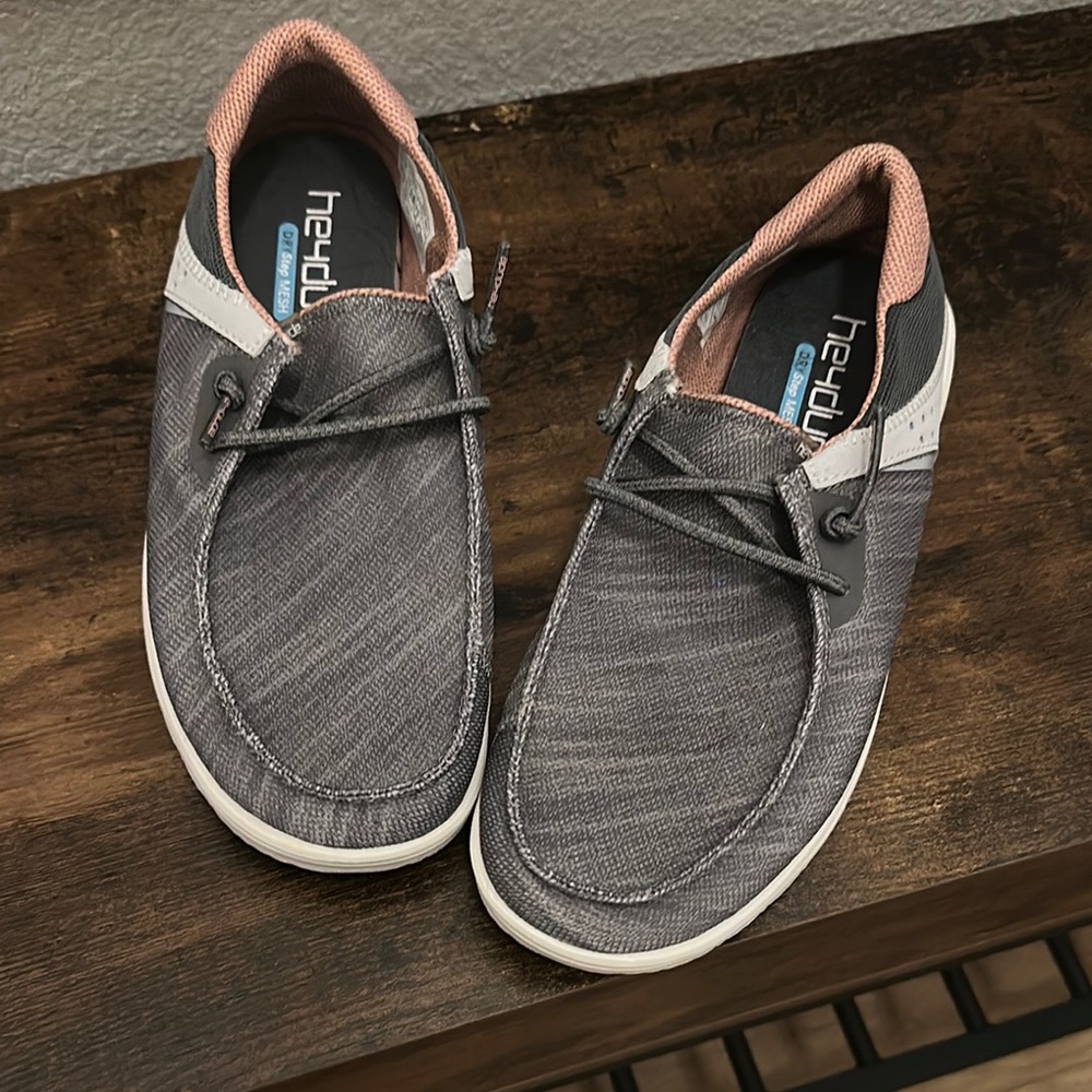 Hey Dude Women's Gray and Pink Slip-On Loafers